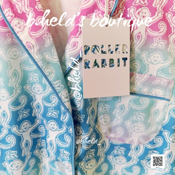 Roller Rabbit Ombre Monkey Polo Pajamas in Multi Cotton Candy Skies Size XS NWT - Picture 6 of 17